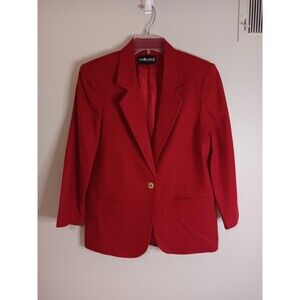 Vintage Sag Harbor Women's Size 6 Petite Bight Red 100% Pure Wool Lined Blazer